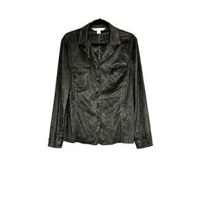 Casual Corner women's size large shacket faux suede button-up outdoors, Heritage